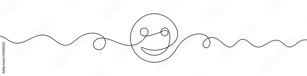 Smile in continuous line drawing style. Line art of smiling icon ...