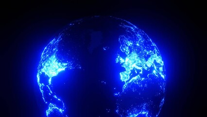 Wall Mural - Turning blue illuminated planet earth animation in space focus on America for your movie's stuff.