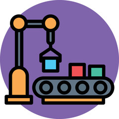 Sticker - Conveyor Machine Vector Icon
