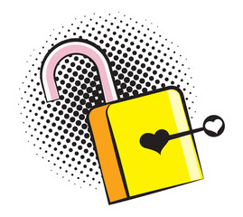 Poster - heart love with padlock