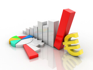 Poster - 3d rendering Stock market online business concept. Graph with euro sign
