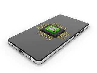 Poster - 3d rendering microchips with mobile phone

