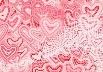 Poster - Valentine's Day greeting card template or background with hearts and line ornament. Retro fashion hippie psyhedelic design.
