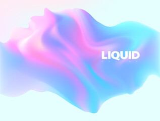 Wall Mural - fluid 3d object. colored liquid element on white background. vector geometric shape for poster and c