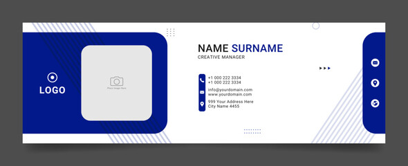 Wall Mural - Business email signature with an author photo place modern and minimal layout with white, red design background