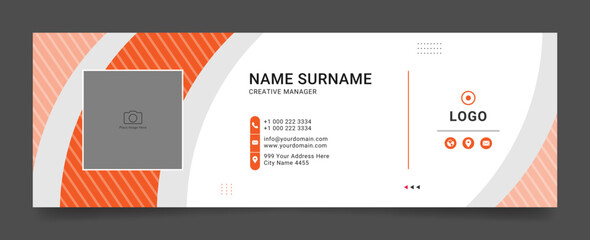 Wall Mural - Business email signature template with an author photo place modern layout