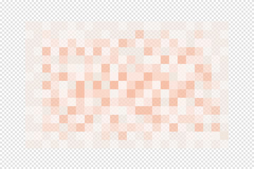 Wall Mural - censor blur effect mosaic texture on transparent background. skin toned pixel pattern hiding face, n