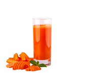 Glass Of Carrot Juice With A Some Pieces Of Carrot On A Png Background. Raw Carrot Drink