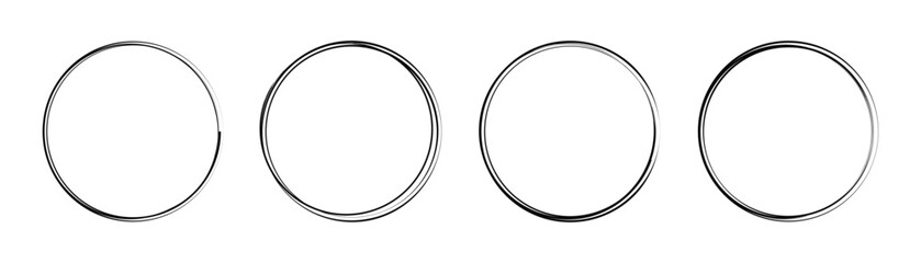 Poster - Collection of hand-drawn circle lines. Black brush stroke frame for text space. Vector, 2023