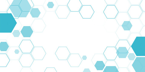 Poster - Blue hexagon shape for digital futuristic frame 