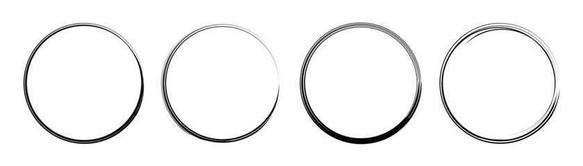 Poster - Collection of hand-drawn circle lines. Black brush stroke frame for text space. Vector