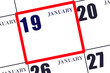 Daily calendar for 19 January. Winter month, day of the year concept.