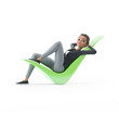 © 3Dmask - 3d character woman lying down on check mark