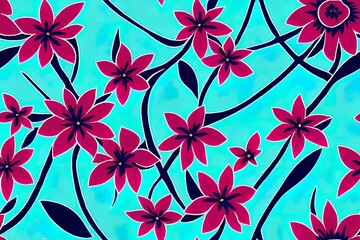 Wall Mural - liberty pattern flowers. Fashion, tapestries, and prints with a botanical motif. Floral pattern that is both contemporary and beautiful. Generative AI