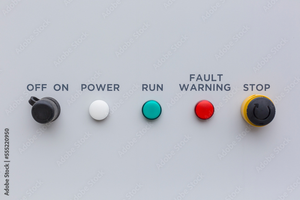 Simple control panel with indicator lights Stock Photo | Adobe Stock