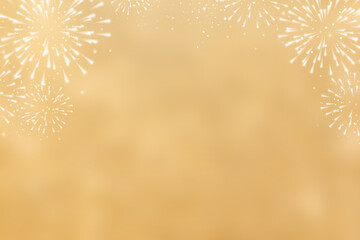 Wall Mural - abstract group of fireworks explosion on gold background with space for chinese happy new year celebrate 2023