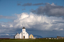 Church On Flatey Island Located In Breiðafjörður, Western Islands, Iceland
