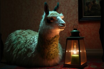 skandinavian style livingroom with cute llama