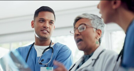 Aufkleber - Doctor, team and meeting in discussion for x ray, scan or medical idea or solution together at the hospital. Healthcare experts in collaboration, teamwork or conversation for surgery at the clinic