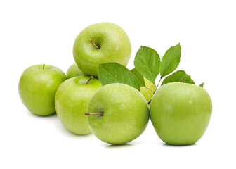 Wall Mural - Stack green apple on white