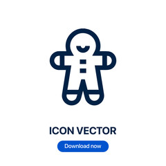 Poster - Gingerbread icon vector. Linear style sign for mobile concept and web design. Gingerbread symbol illustration. Pixel vector graphics - Vector.