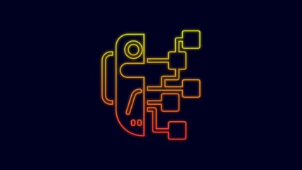 Canvas Print - Glowing neon line Humanoid robot icon isolated on blue background. Artificial intelligence, machine learning, cloud computing. 4K Video motion graphic animation