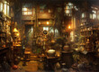 © Philip J Openshaw  - The interior of an old cluttered antique store full of curios and mysterious objects.generative ai illustration.