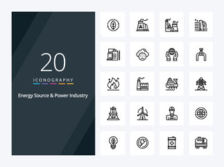 20 Energy Source And Power Industry Outline icon for presentation