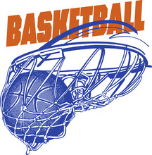 Illustration Of A Basketball Hoop And Basketball Ball In Action