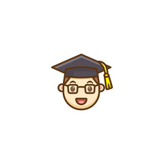 Happy graduation school university face icon cute illustration