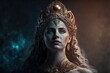 4K resolution or higher, greek godess, galaxy with solar system as background. Generative AI Technology