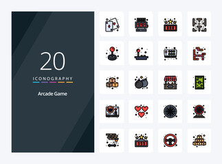 Wall Mural - 20 Arcade line Filled icon for presentation