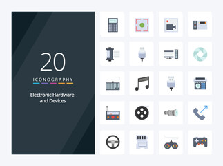 20 Devices Flat Color icon for presentation