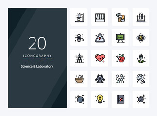 20 Science line Filled icon for presentation
