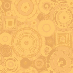 Poster - seamless abstract pattern of geometric shapes, circles and squares imitating embroidery or tapestry. Repeating vector background. Suitable for wallpaper, wrapping paper or fabric design
