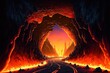 Leinwandbild Motiv Infernal highway, fiery cavern of doom. Generative AI