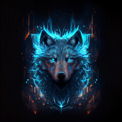 Naklejka na meble Glowing wolf logo