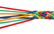 © New Africa - Braided colorful ropes on white background. Unity concept