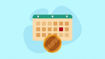 Sticker - calendar with coin money dollar animation