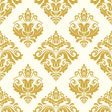 Orient Vector Classic Pattern. Seamless Abstract Background With Vintage Elements. Orient Golden And White Pattern. Ornament For Wallpapers And Packaging