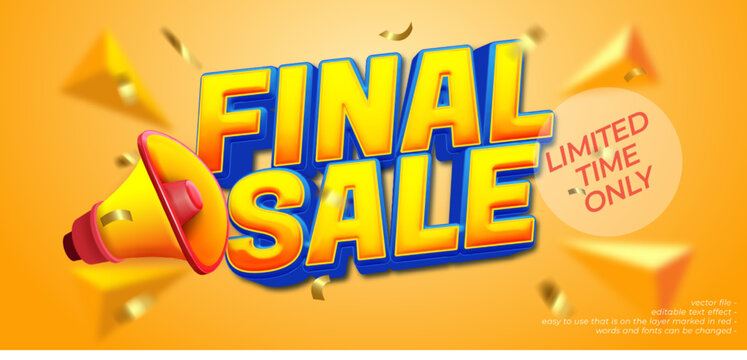 Final sale banner with 3D style editable text effect