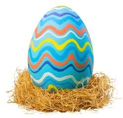 Wall Mural - Colorfully painted easter egg in the nest