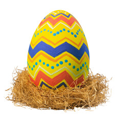 Canvas Print - Colorfully painted easter egg in the nest