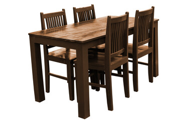 Wall Mural - Wooden dining table set.