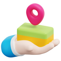 Sticker - land 3d render icon illustration