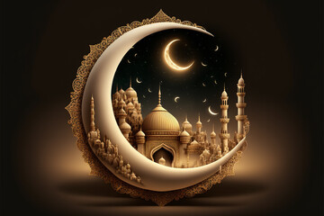 Festive greeting card for Muslim holy month Ramadan Kareem.