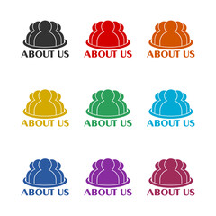 Sticker - About us icon isolated on white background. Set icons colorful