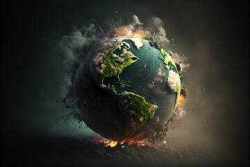 Concept of global warning, climate change and dying Earth.