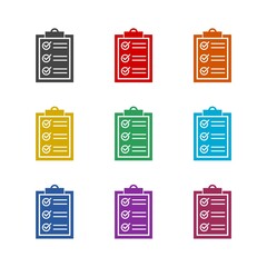 Canvas Print - Clipboard with checklist icon isolated on white background. Set icons colorful