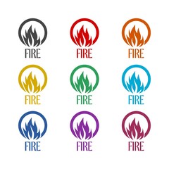 Wall Mural - Fire flame Logo Template icon isolated on white background. Set icons colorful